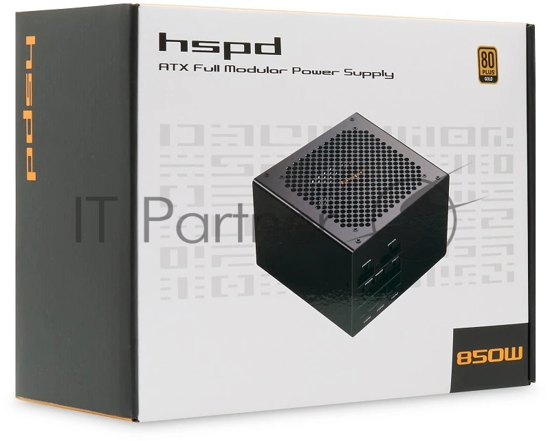 Блок питания Power Supply HSPD, 850W 80 PLUS Gold (ATX, 2.52, Full modular, 1x24(20+4)pin 600мм, 2xCPU 8(4+4)pin 700мм, 2xPCIe*2 8(6+2)pin 600+150мм, 2xSATA*3 500+150+150мм, 1xMOLEX*3 500+150+150мм, Active, 120x120мм, 150x140x86мм, APFC, OVP, OPP, SCP, UVP, OCP, OTP, NLO, SIP, black)