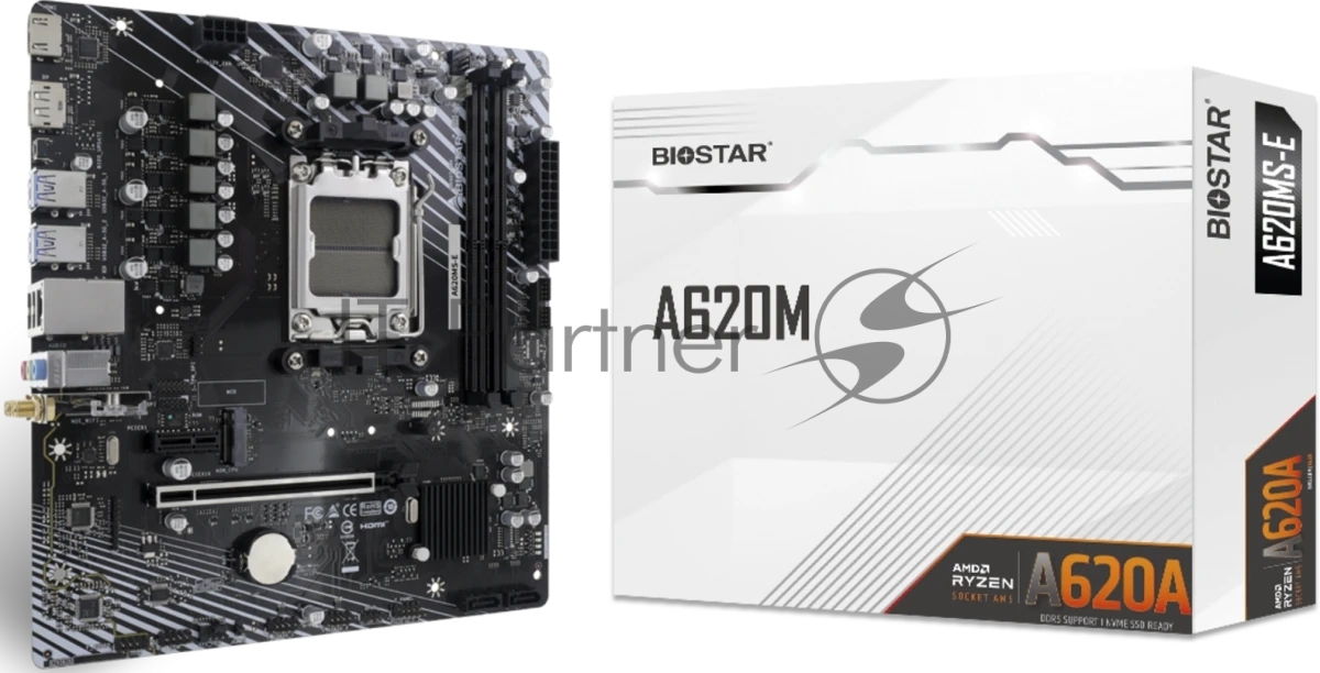 Материнская плата Biostar A620MS-E, AM5, AMD A620A, 2xDDR5, 2xSATA, 1xM.2, 1xPCIe 4.0 x16, 1xPCIe 3.0 x1, 1xHDMI, 1xDP, 1x1Gb LAN, 4xUSB-A 5Gbps, 2xUSB-A 2.0, 7.1, mATX