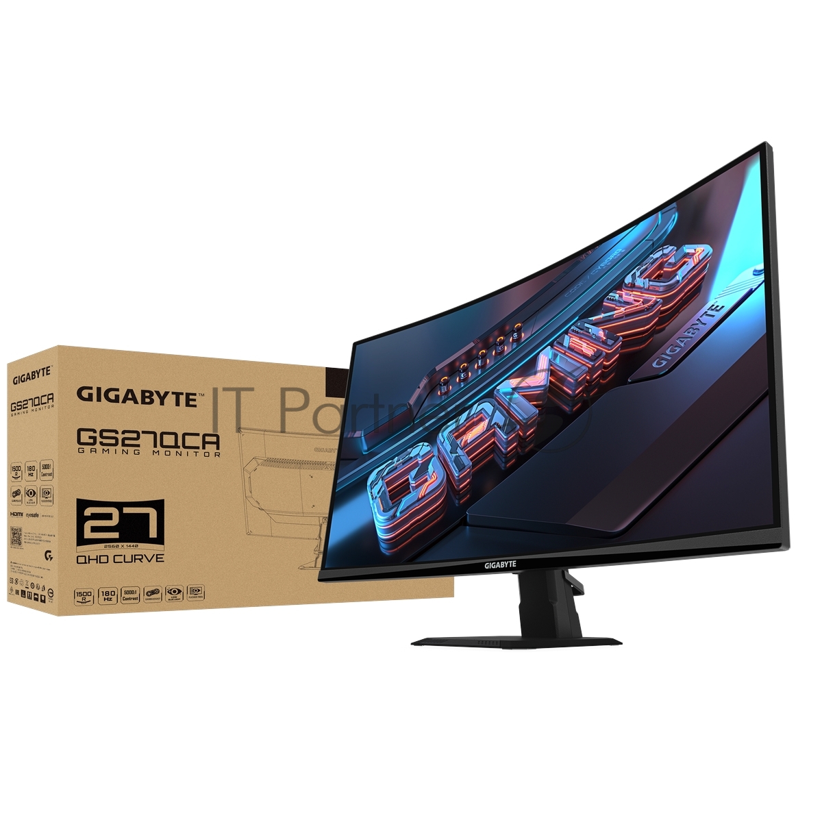 Монитор 27" Gigabyte GS27QCA EK черный (VA, 2560x1440, 2xHDMI 2.0, 1xDP1.4, 250кд/м2, 5000:1, 16.7M, 1мс, 178/178, 2560 x 1440, 180Гц)