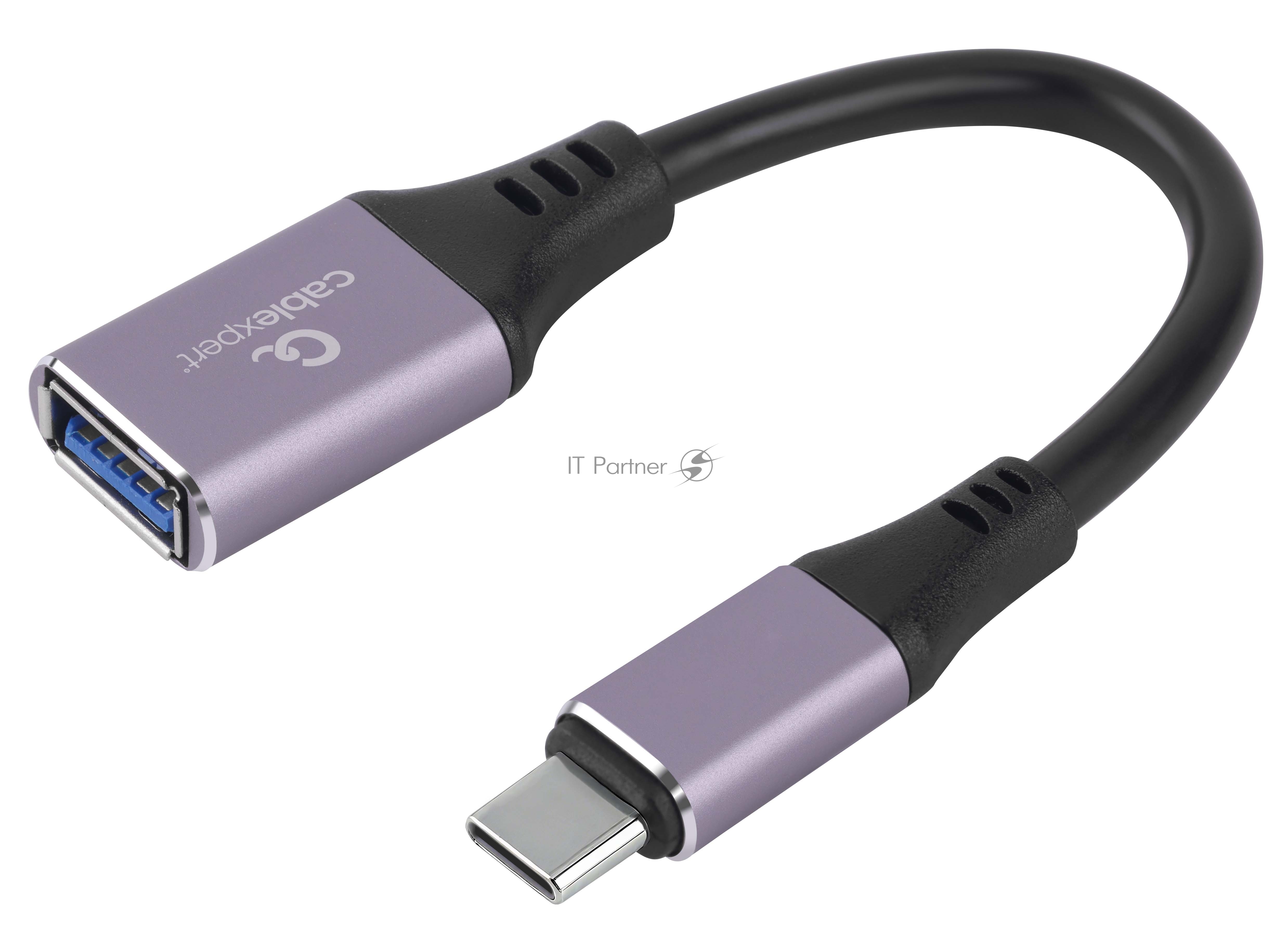 Кабель-переходник USB3.0 OTG Cablexpert A-USB3C-OTGAF-02, Type-C(M)/AF, 0.2м, алюминий, коробка