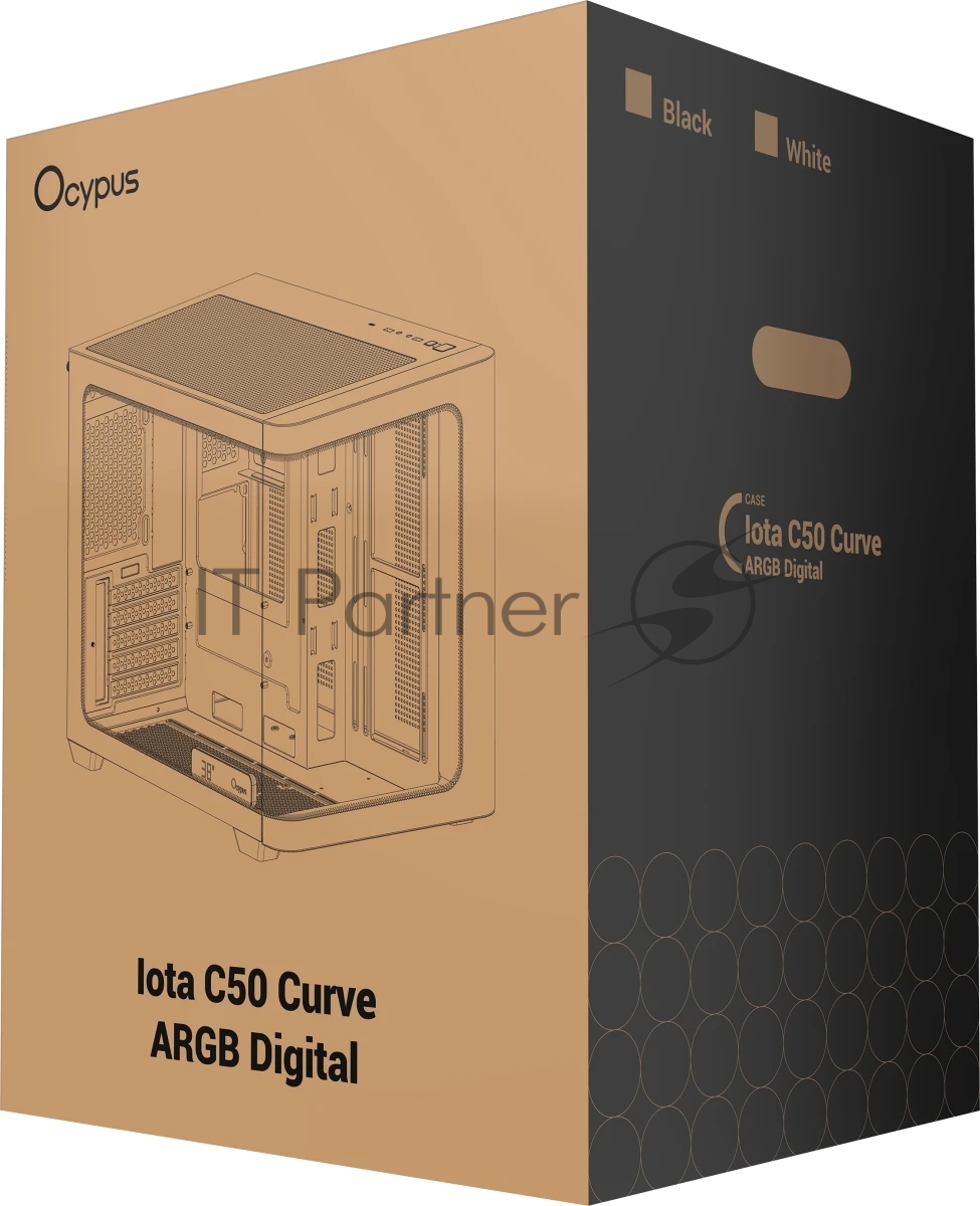 Компьютерный корпус Ocypus Iota C50 WH Curve ARGB Digital (Iota-C50-WHD300CD-GL)