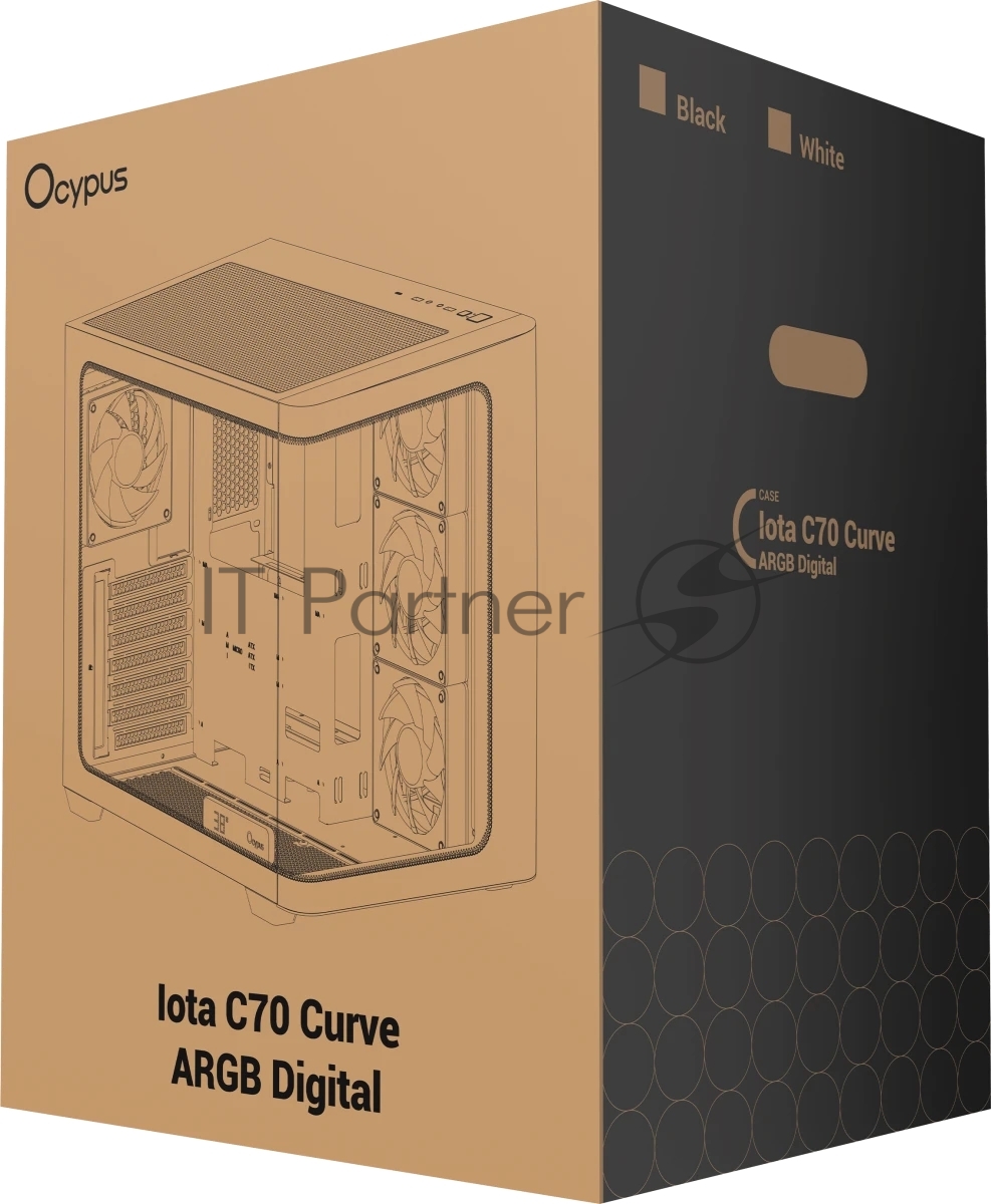Компьютерный корпус Ocypus Iota C70 BK Curve ARGB Digital (Iota-C70-BKD400CD-GL)