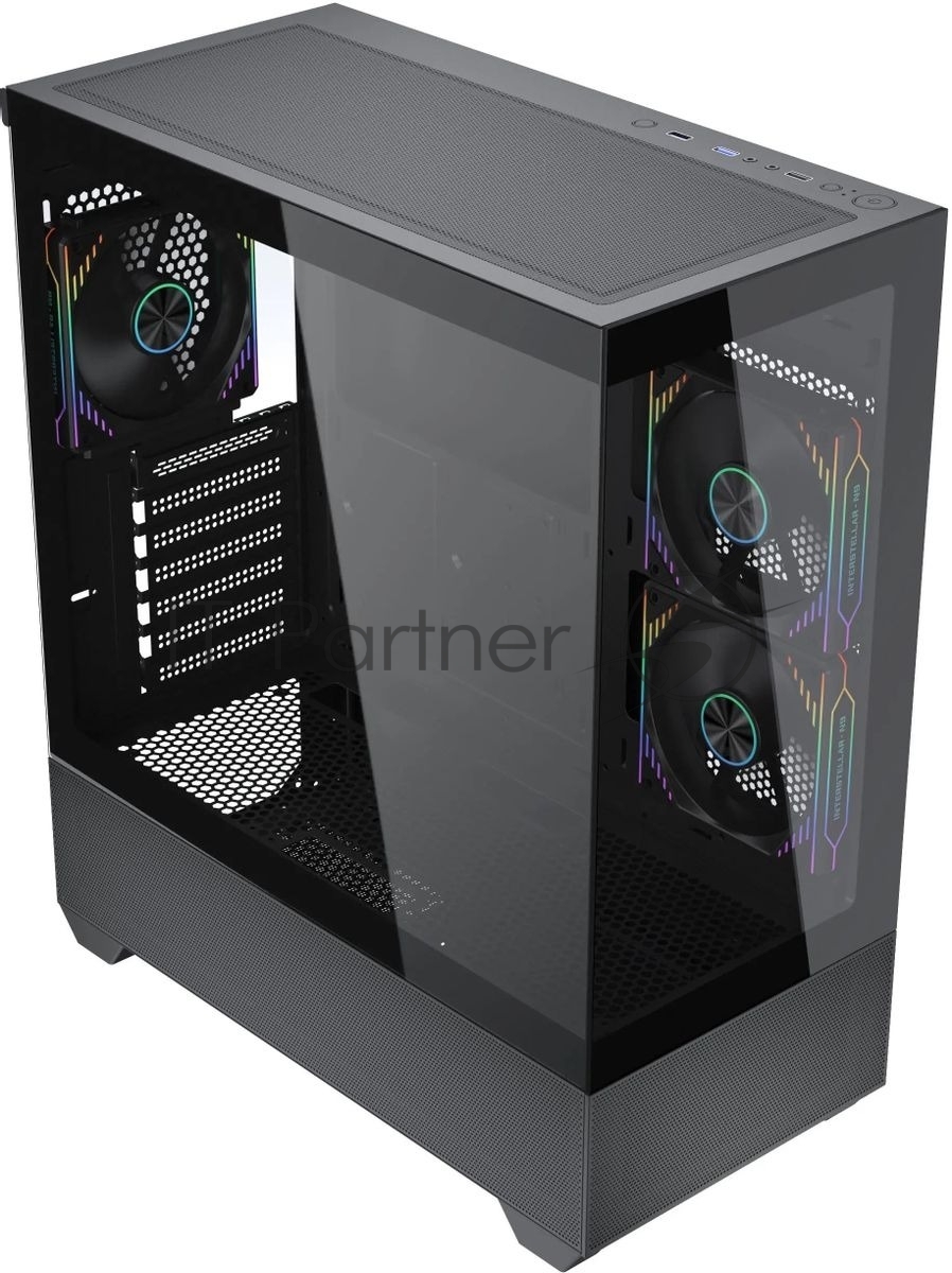 Компьютерный корпус Accord ACC-EL1B TG черный без БП ATX 2xUSB2.0 1xUSB3.1 audio