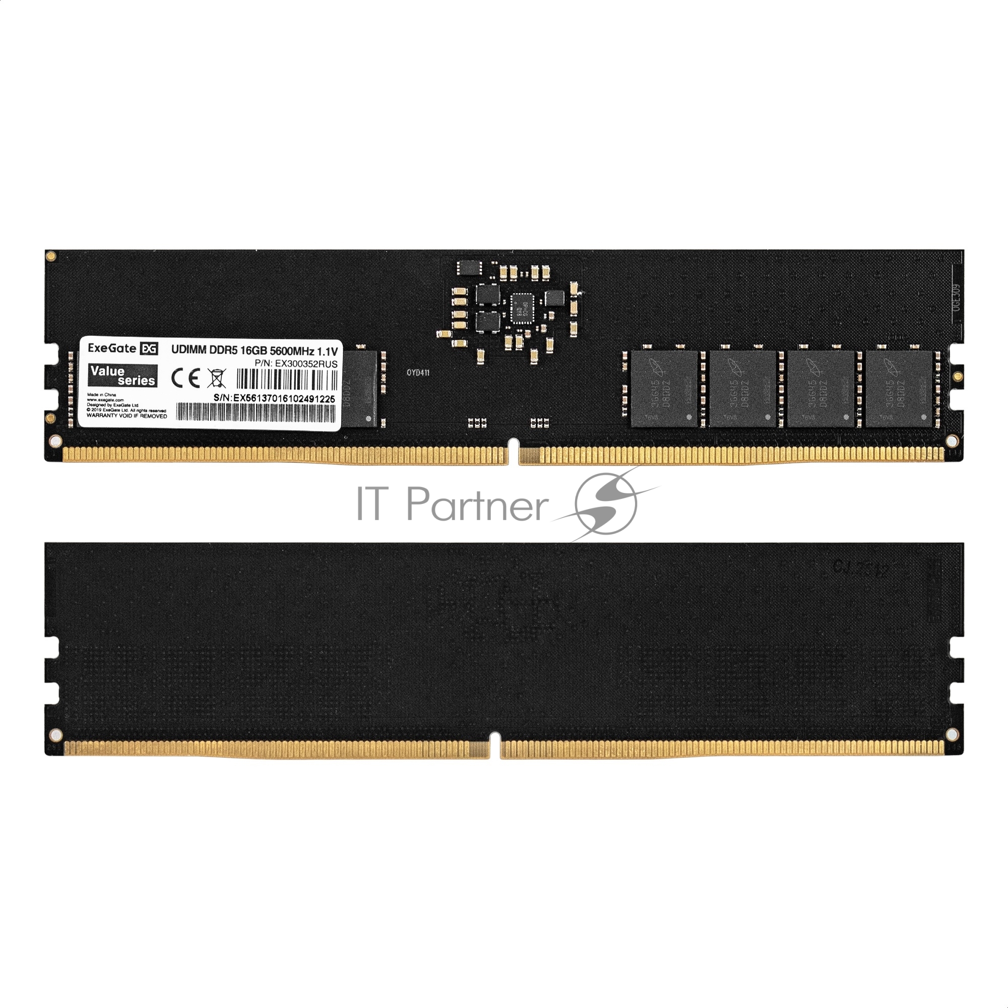 Оперативная память ExeGate Value, DDR5, 16GB (1x16GB), 5600 MHz, CL46, без радиатора