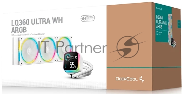 Система водяного охлаждения Deepcool LQ360 Ultra ARGB Soc-AM5/AM4/1200/1700/1851 белый 4-pin 38.71dB Al LCD 350W 1900gr Ret (R-LQ360-WHASMC-G-1)