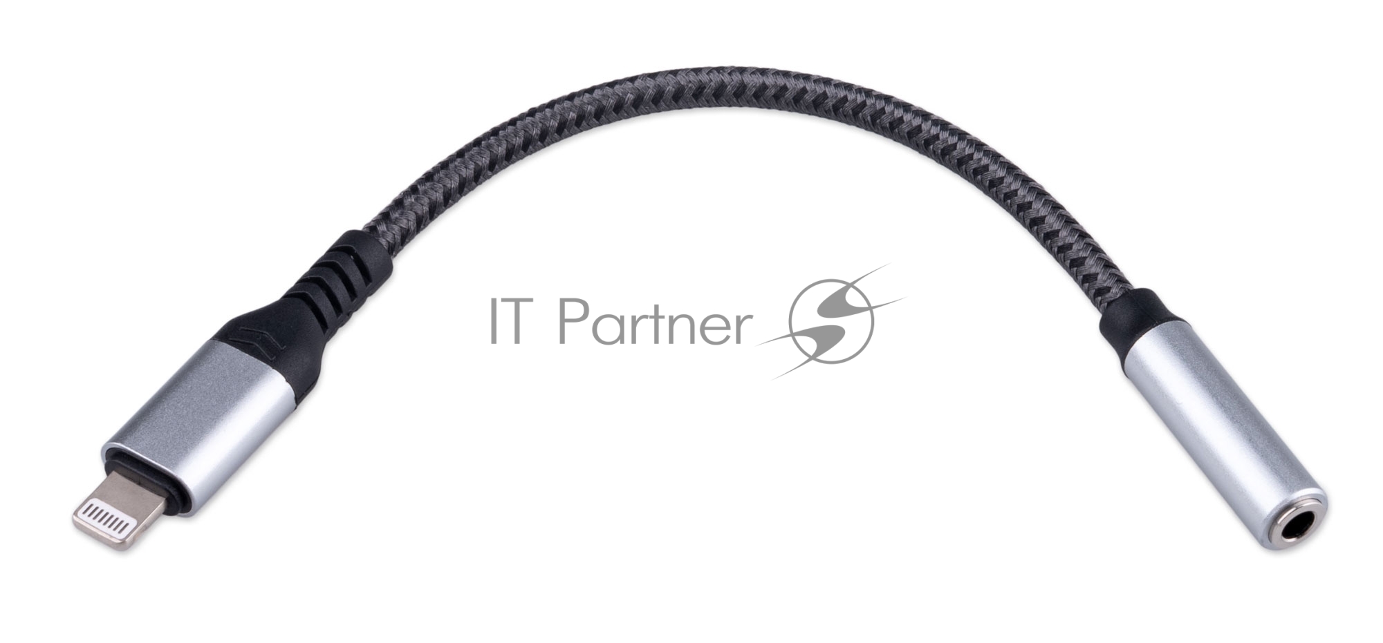 Кабель-переходник AUX Cablexpert CCA-LM3.5F-AL Lightning(M)/Jack3.5(F), алюминий+нейлон.оплётка, 0.15м, пакет