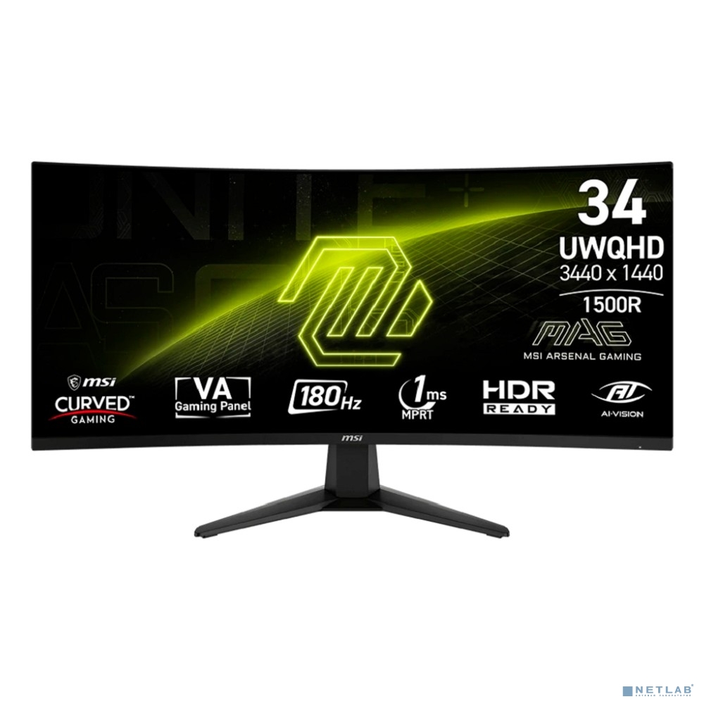 MSI MAG 34" 346CQ {VA Curved 3440x1440 180Hz 1ms 300cd 2xHDMI DisplayPort Internal Vesa}