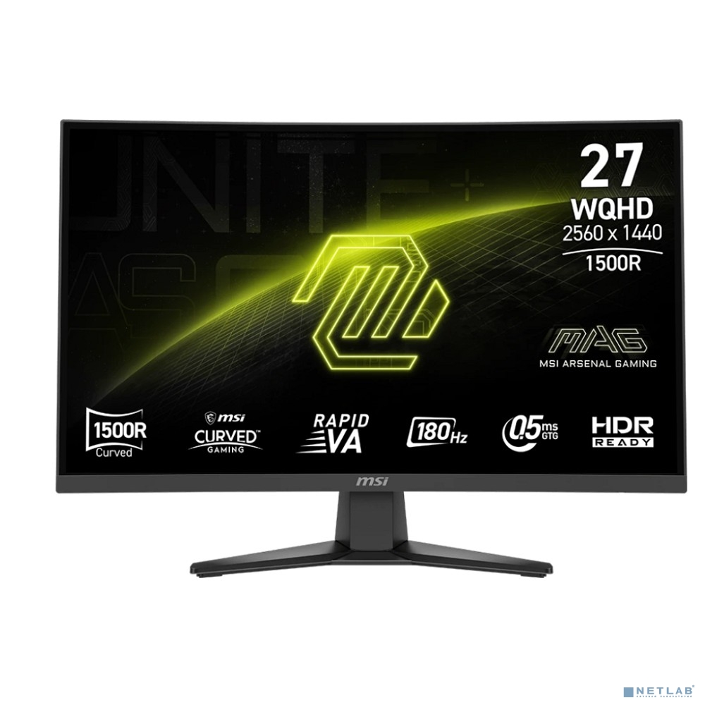 MSI MAG 27" 275CQF E18 черный {VA Curved 2560x1440 180Hz 16:9 250cd 178/178 2xHDMI DisplayPort}