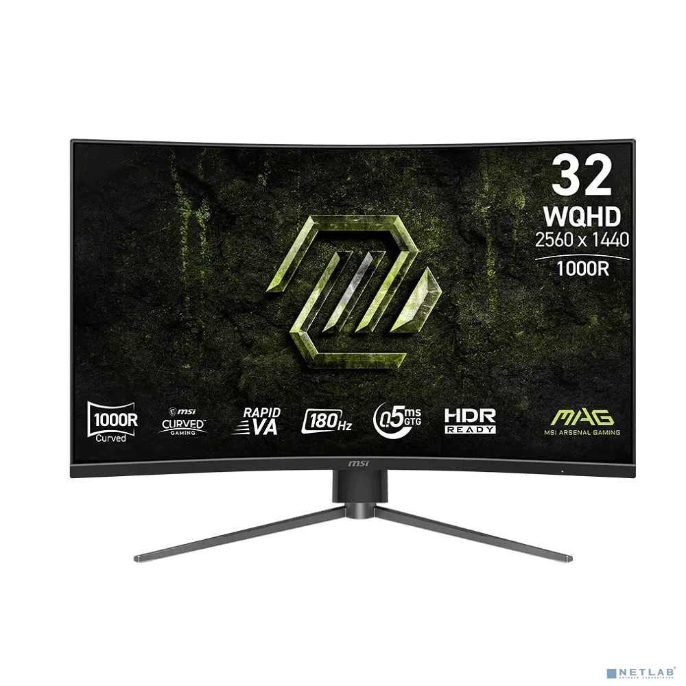 MSI MAG 31.5" 325CQPF E18 Black {VA Curved 1000R 2560x1440 180Hz 0.5ms 300cd 16:9 2xHDMI DisplayPort Tilt Swiv HAS External Vesa}