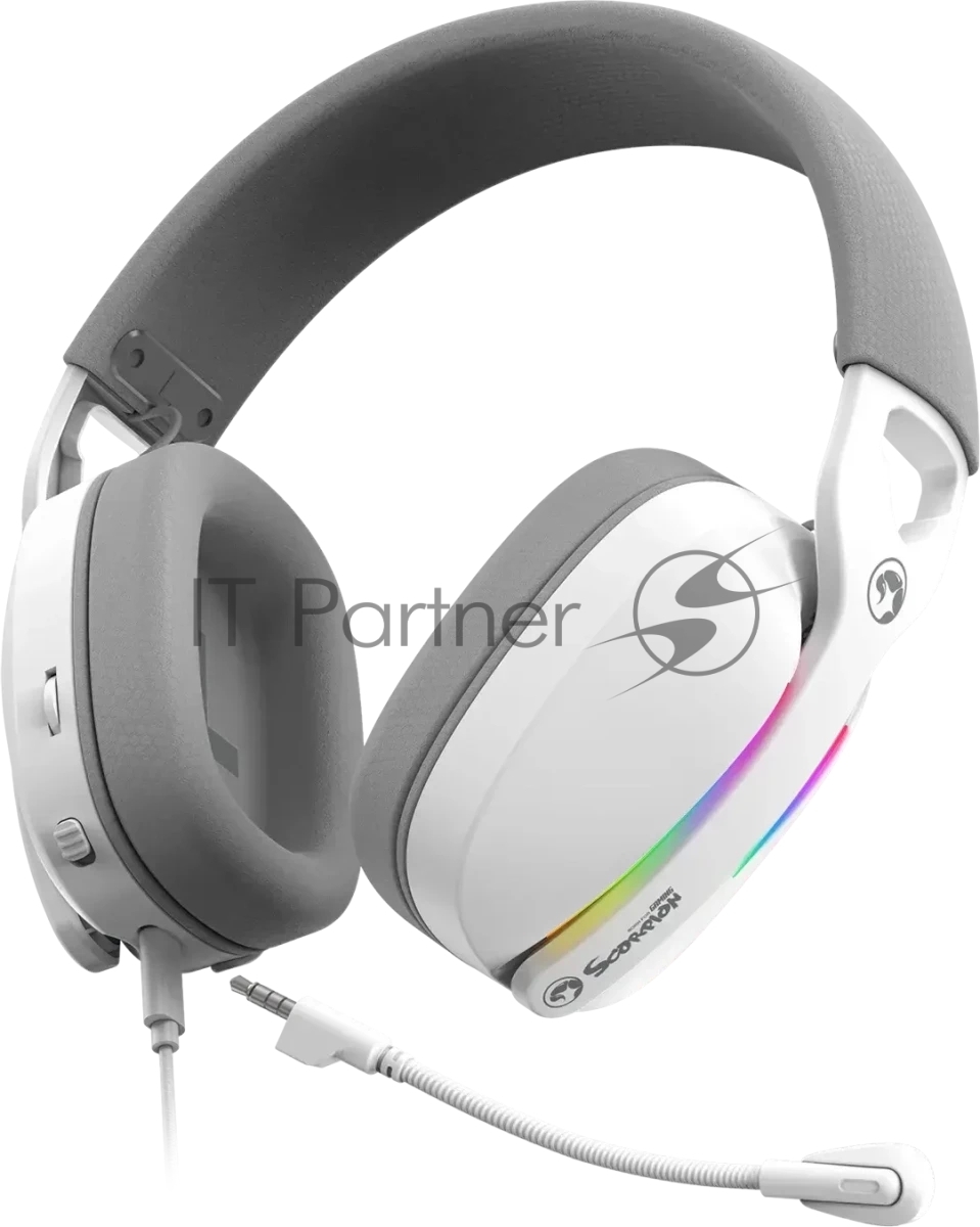 Гарнитура Marvo Pulz 70S Gaming Headset белый, проводная, USB, 7.1 Surround, RGB-подсветка