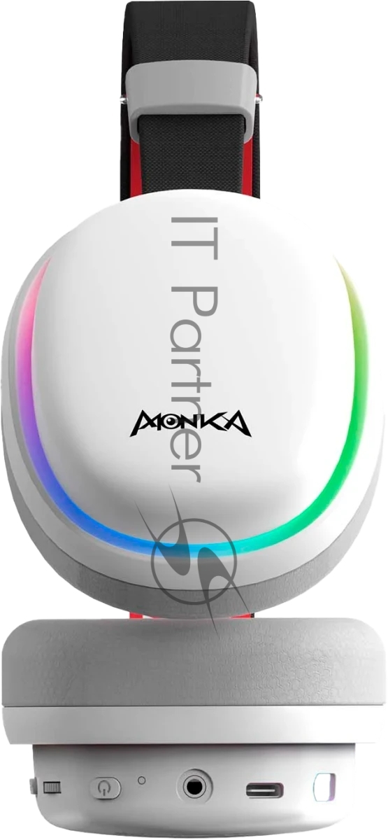 Гарнитура Marvo HG9069W Monka Echo белый, беспроводная + проводная, радиоканал, до 10 ч, подсветка, совместимость с PS5, Xbox