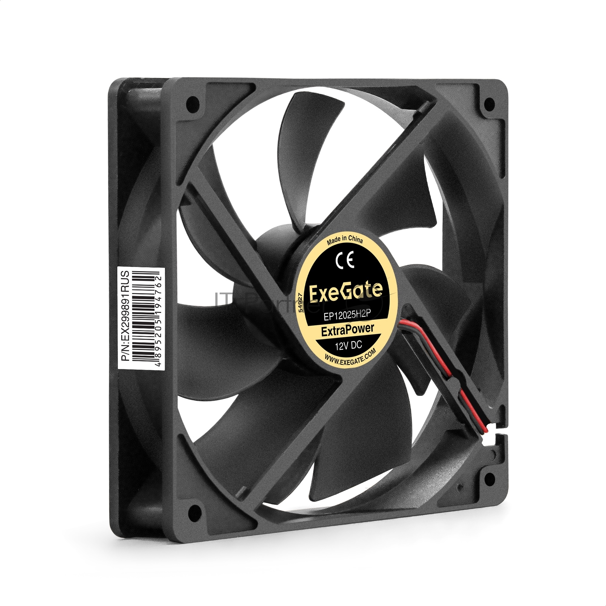 Вентилятор 12В DC ExeGate ExtraPower EP12025H2P (120x120x25 мм, Hydraulic bearing (гидродинамический), 2pin, 1800RPM, 28dBA)