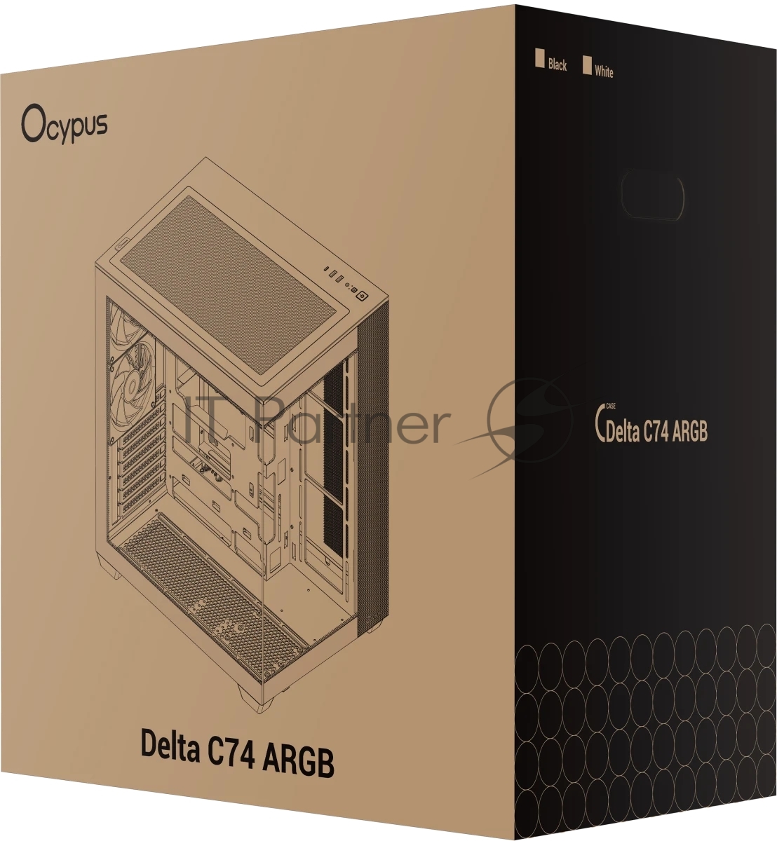 Корпус Ocypus Delta C74 ARGB White, Midi-Tower, белый, 2 x 120 мм