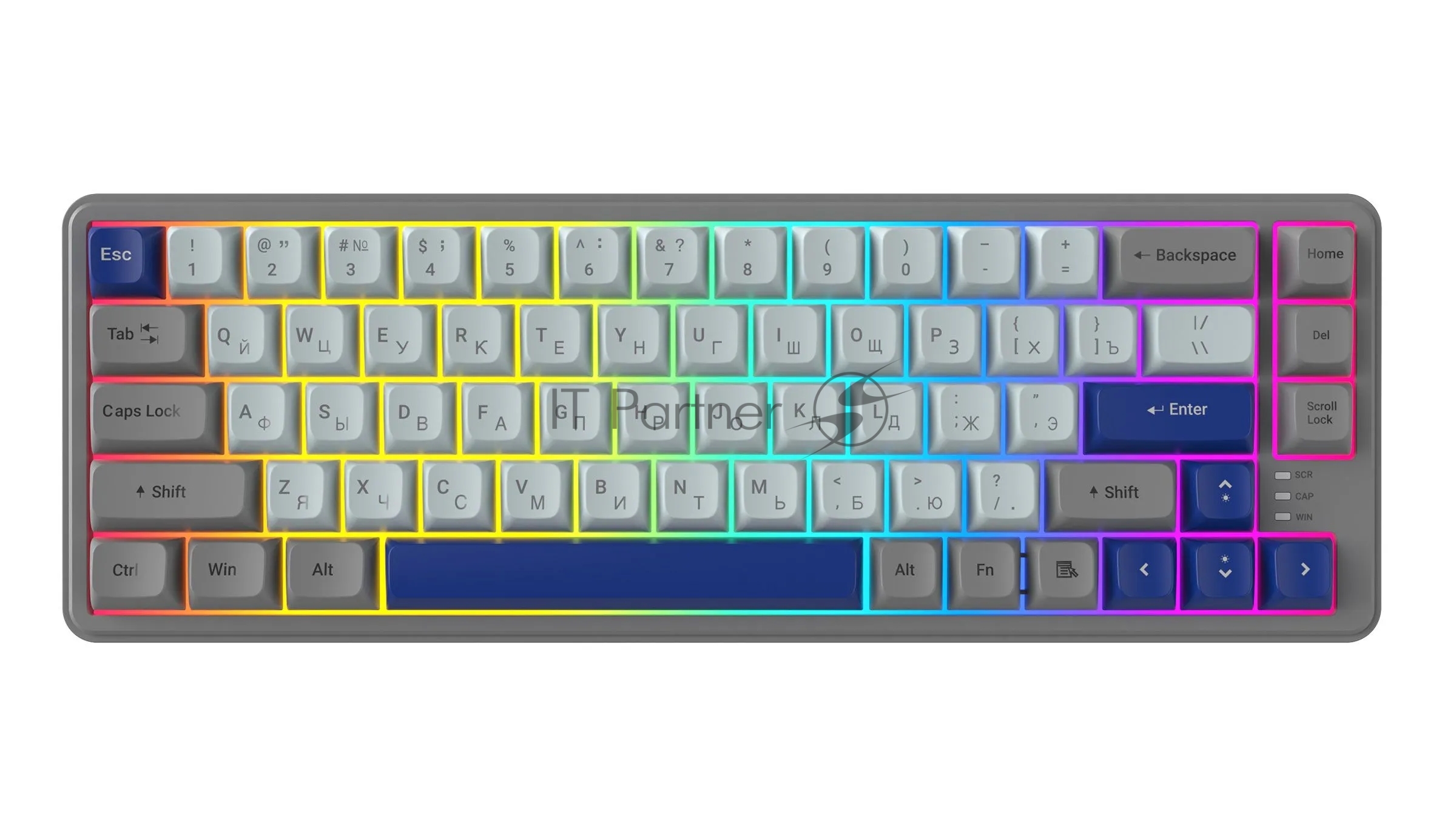 Клавиатура проводная Ritmix RKB-568BL Blue голубой-серый