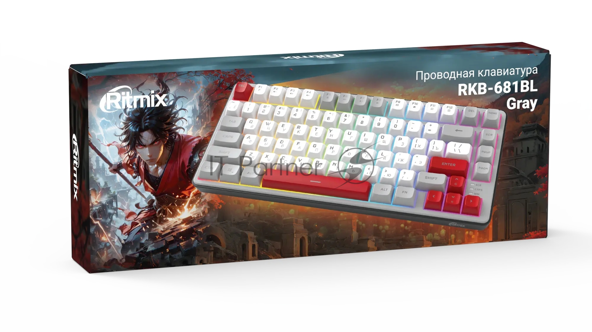 Клавиатура проводная Ritmix RKB-681BL Gray серый-бордовый