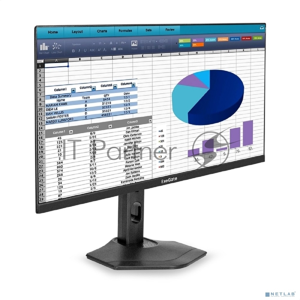Монитор с аудио 23.8" 100 Гц ExeGate ProSmart EH2400C (IPS LED Grade A+, FHD, 1920x1080@100Гц, 16:9, 250cd/m2, 1000:1, 178°/178°, 3-5ms, audio-out, Speakers, D-Sub, HDMI, DisplayPort, кабель HDMI 1,5м, VESA, регулировка высоты (HAS), регулировка наклона (tilt), поворот экрана (swivel), поворот экрана на 90° (pivot), чёрный)