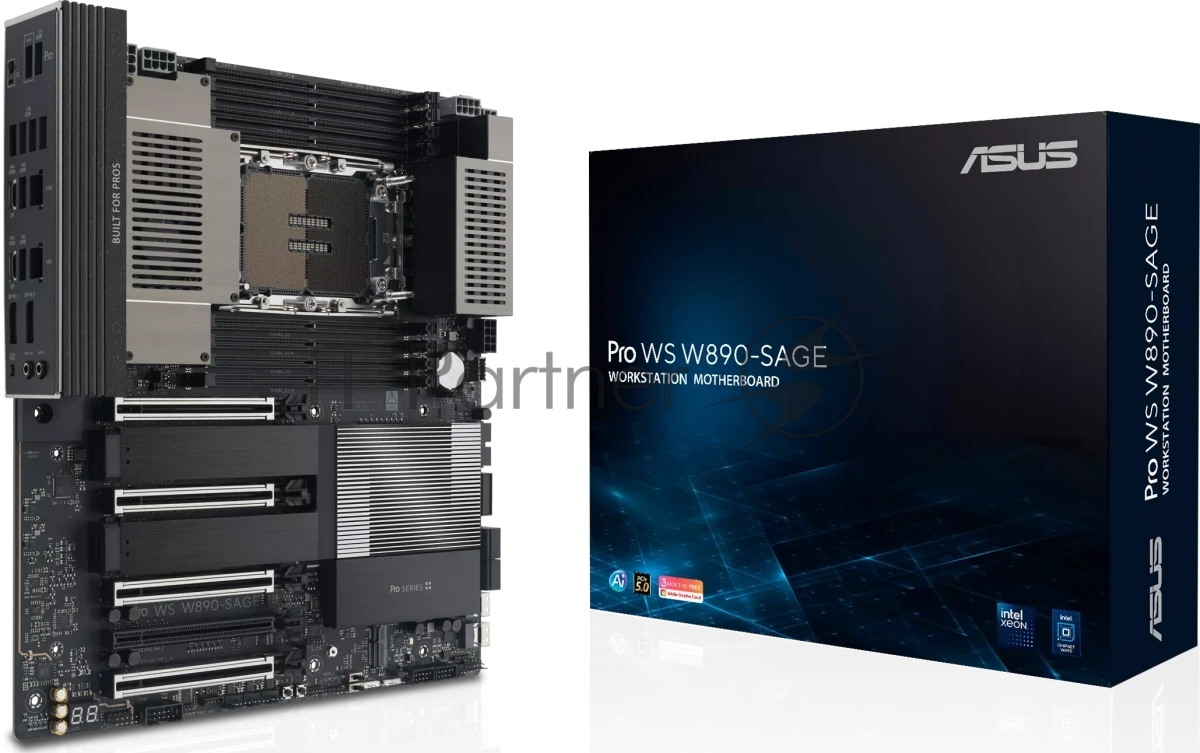 Серверная материнская плата ASUS PRO WS W890-SAGE, 1xLGA 4710-2, Intel W890, 8xDDR5, 4xSATA, 4xM.2, 4xPCIe 5.0 x16, 1xPCIe 4.0 x16, 2xDP, 1x2.5Gb LAN, 1x10Gb LAN, 2xUSB-C 40Gbps (USB4 / Gen3x2), 6xUSB-A 10Gbps, 2xUSB-A 2.0, 7.1, SSI CEB