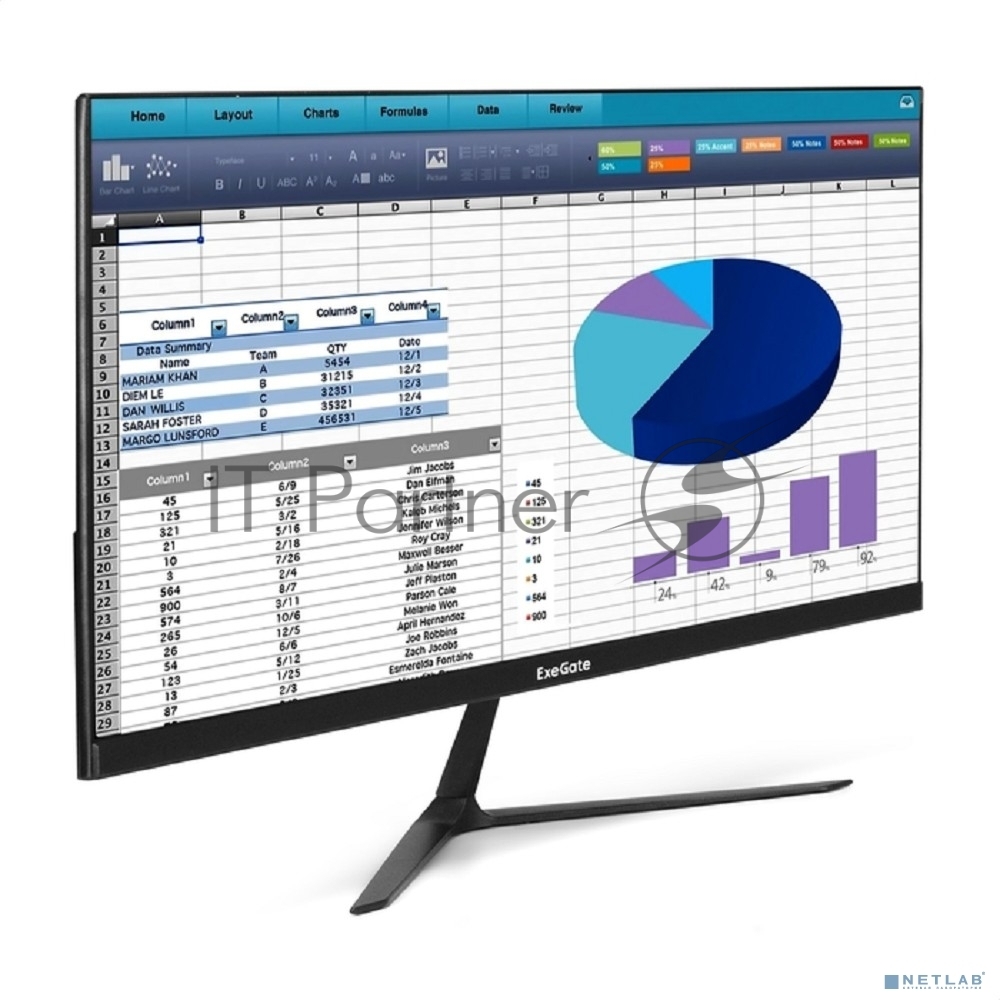 Монитор с аудио 24.5" ExeGate SmartView EH1500TA (IPS LED Grade A+, FHD, 1920x1080@75Гц, 16:9, 250cd/m2, 1000:1, 3-5ms, Speakers, audio-out, D-Sub, HDMI, DisplayPort, USB, кабель HDMI 1,5м, VESA, регулировка наклона (tilt), чёрный)