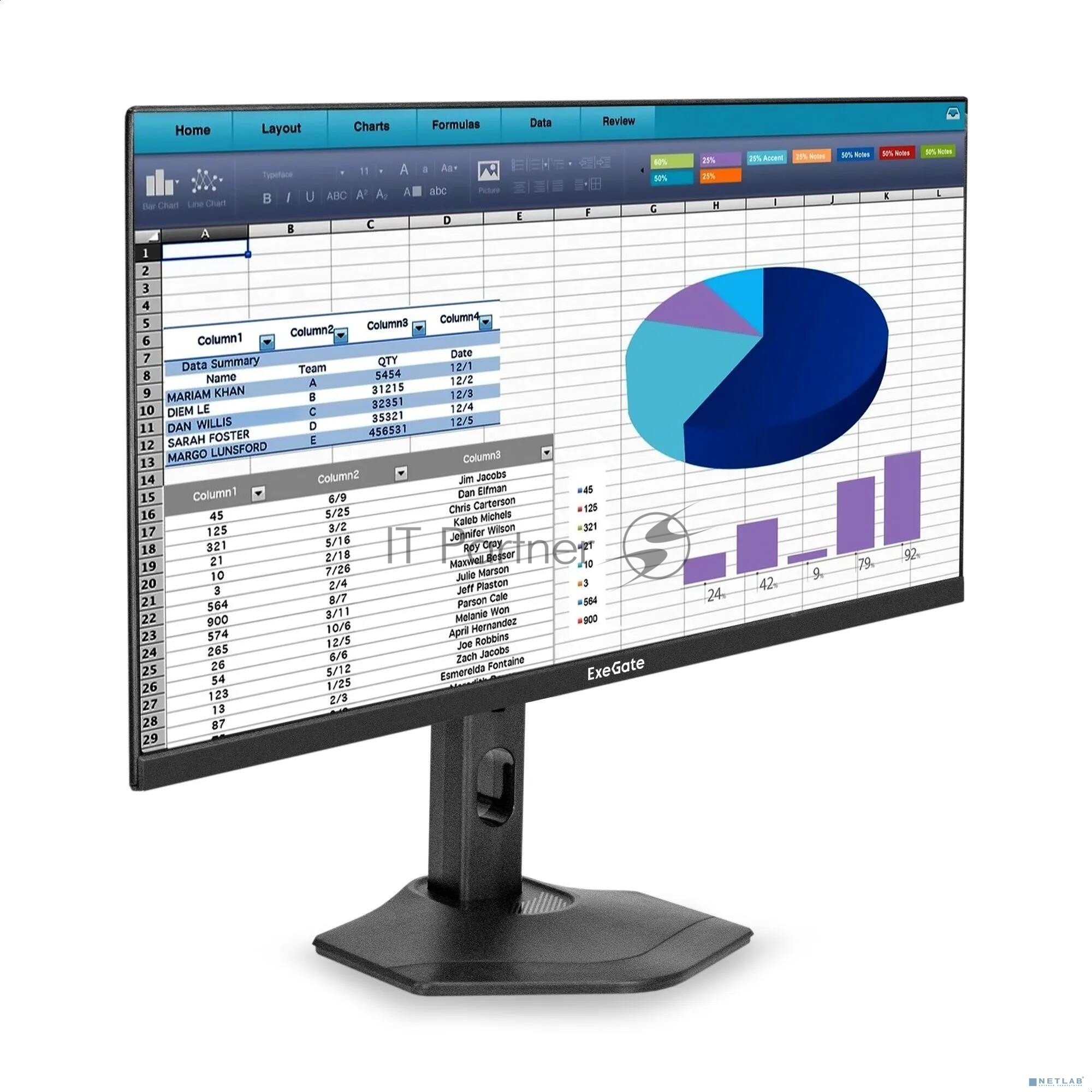 Монитор с аудио 23.8" 120 Гц ExeGate ProSmart EH2407CA (IPS LED Grade A+, FHD, 1920x1080@120Гц, 16:9, 250cd/m2, 1000:1, 3-5ms, Speakers, audio-out, D-Sub, HDMI2.0, DisplayPort, кабель HDMI 1.5м, VESA, регулировка высоты (HAS), регулировка наклона (tilt), поворот экрана (swivel), поворот экрана на 90° (pivot), черный)