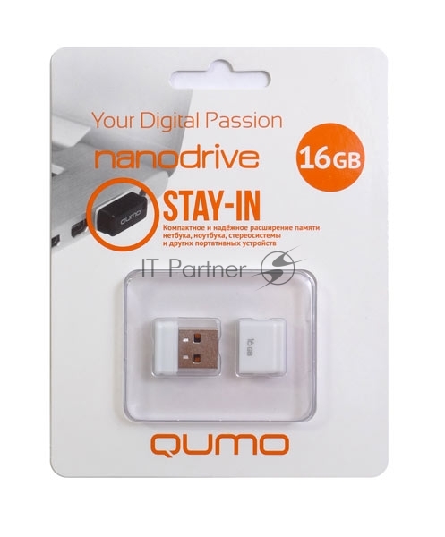 Флешка USB QUMO 16Gb, NANO QM16GUD-NANO-W белый