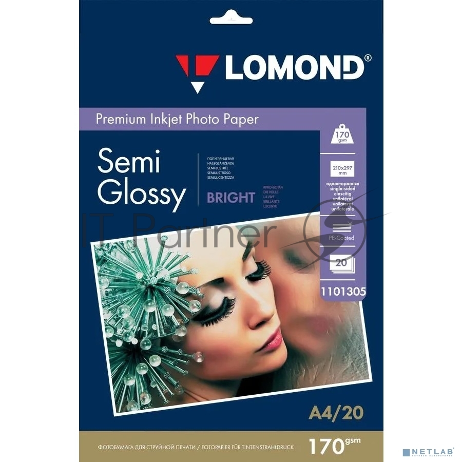 Бумага Lomond 1101305 A4/170г/м2/20л./белый полуглянцевое для струйной печати