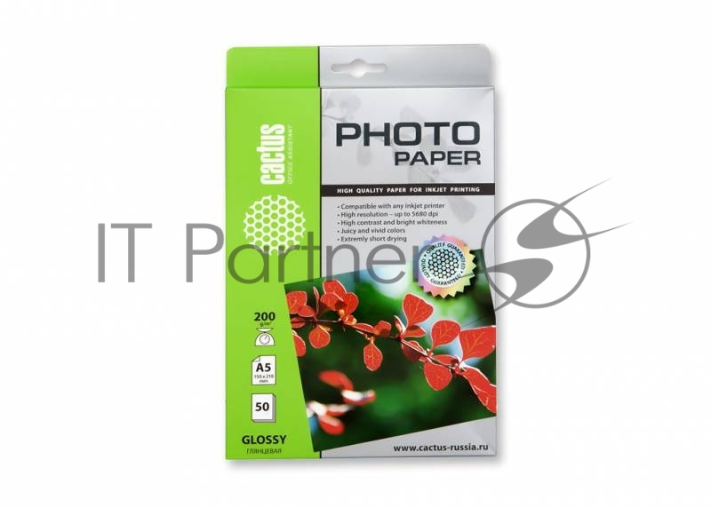 Фотобумага Cactus CS-GA520050 A5/200г/м2/50л. глянцевая для струйной печати