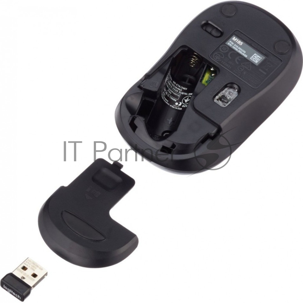 Мышь беспроводная Logitech M185, красный, 1000 dpi, радиоканал, USB, кнопки - 3