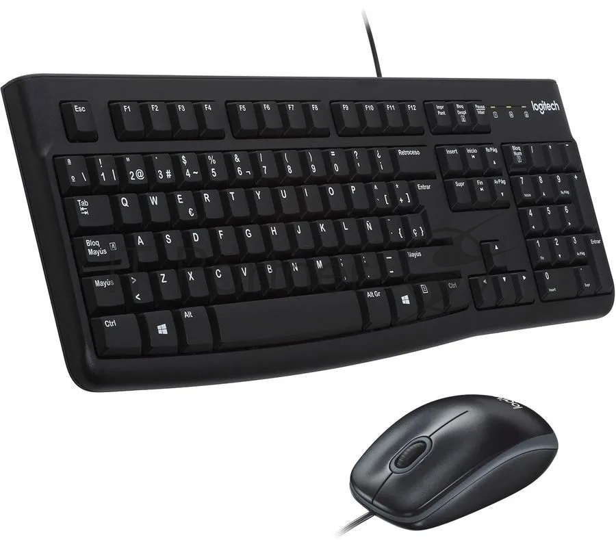 Комплект клавиатура+мышь Logitech MK120 проводной, USB, 1000 DPI, чёрный(заводская гравировка)