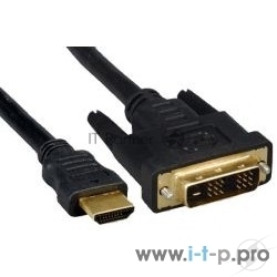 Кабель HDMI-DVI Cablexpert CC-HDMI-DVI-7.5MC, 19M/19M, single link, медь, позол.разъемы, экран, 7.5м, черный, пакет