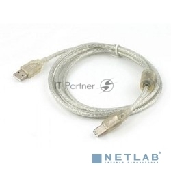 Кабель Cablexpert USB2.0 Pro, AM/BM, 0,75м, экран, 2 феррит.кольца, прозрачный (CCF-USB2-AMBM-TR-0.75M)