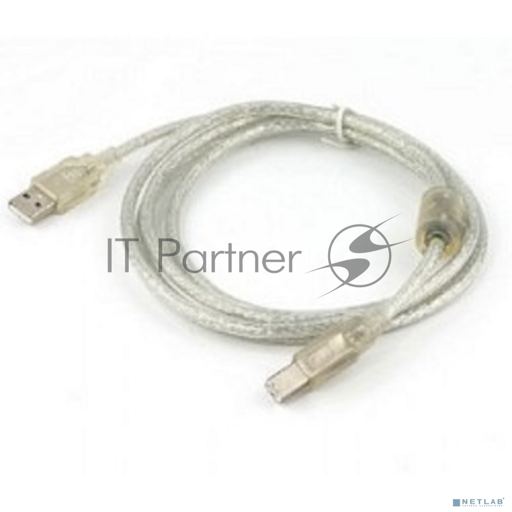 Кабель Cablexpert USB2.0 Pro, AM/BM, 2м, экран, 2 феррит.кольца, прозрачный (CCF-USB2-AMBM-TR-2M)