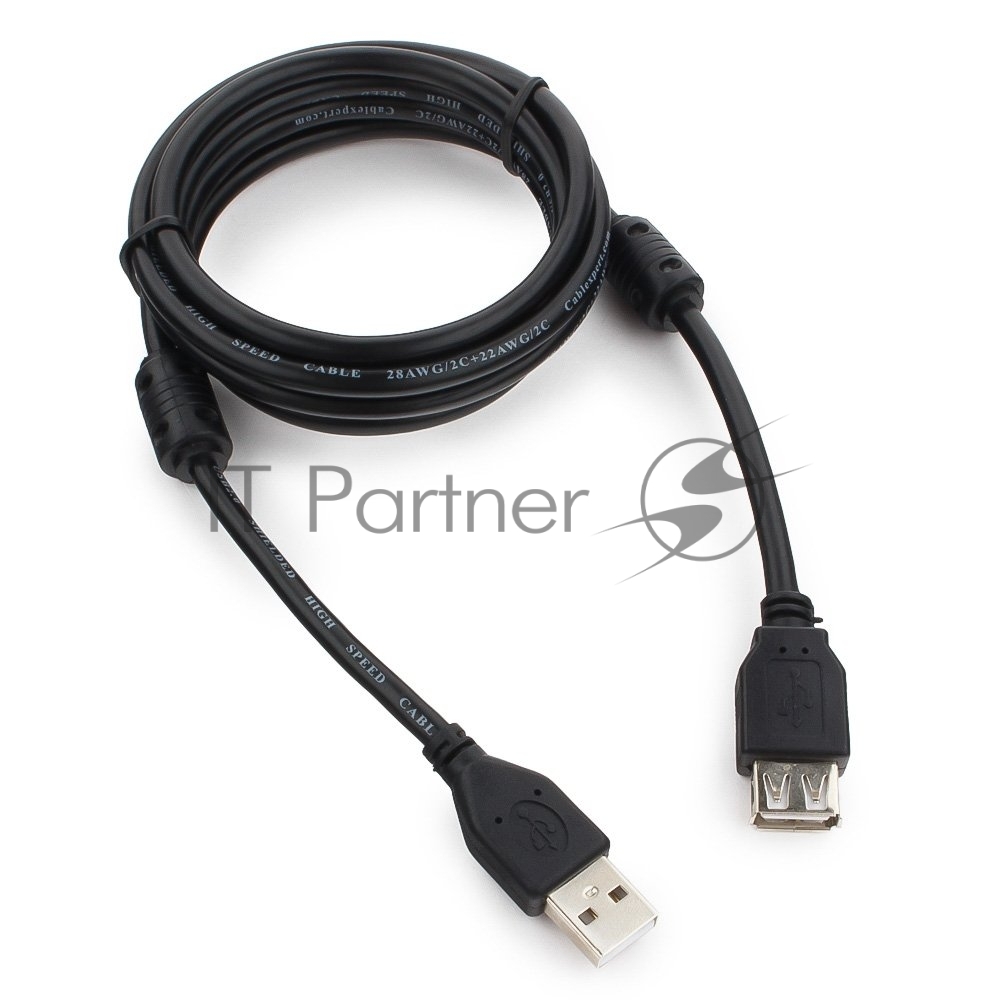 Кабель Cablexpert USB2.0 Pro CCF2-USB2-AMAF-6, AM/AF, 1.8м, экран, 2феррит.кольца, черный, пакет