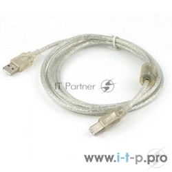 Кабель USB2.0 Pro Cablexpert CCF-USB2-AMBM-TR-10, AM/BM, 3м, экран, феррит.кольца, прозрачный, пакет