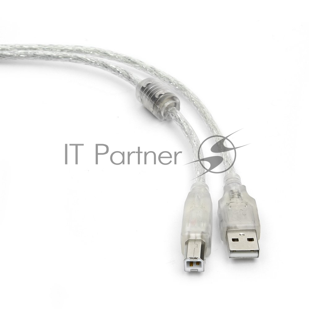 Кабель USB2.0 Pro Cablexpert CCF-USB2-AMBM-TR-6, AM/BM, 1,8м, экран, феррит.кольца, прозрачный, пакет
