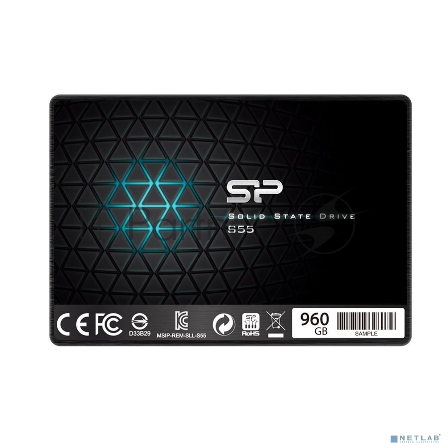 Накопитель SSD SiliconPower Slim S55, 960Gb, SATA, 2.5", R/W 540/480