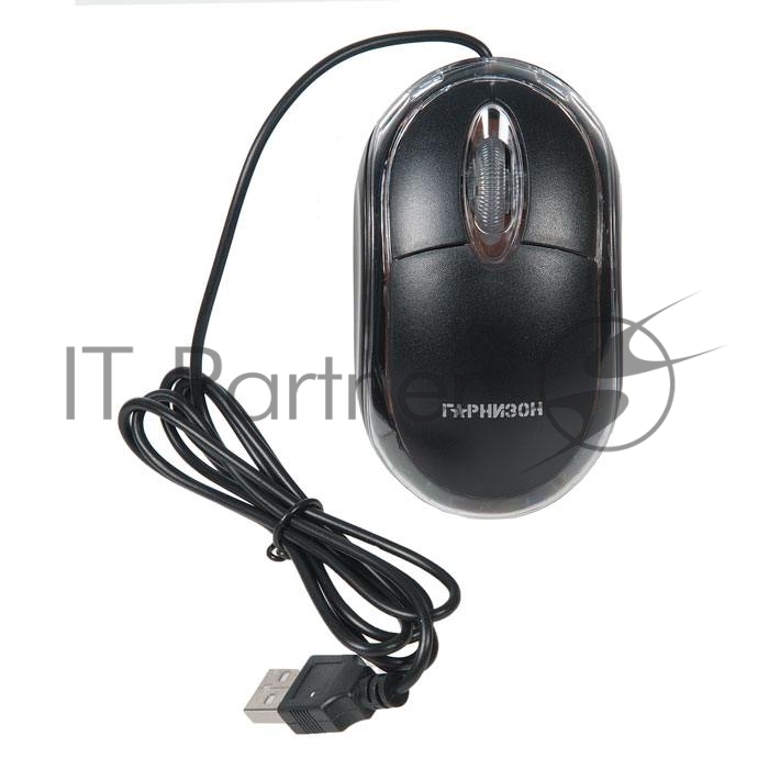 Мышь проводная Гарнизон GM-100 черный, 1000 dpi, USB, кнопки - 3