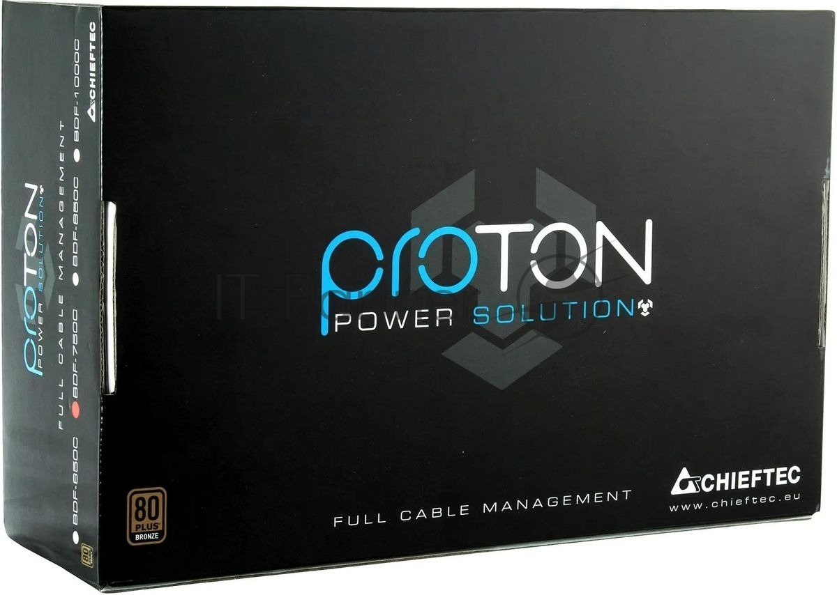 Блок питания Chieftec Proton BDF-850C, 850Вт, 80 PLUS Bronze, 140мм, модульный, черный