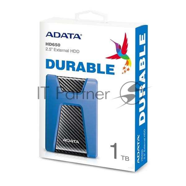 Внешний HDD 2.5" ADATA HD650, 1TB, USB 3.2 Gen 1 Type-A, 5400 rpm, синий