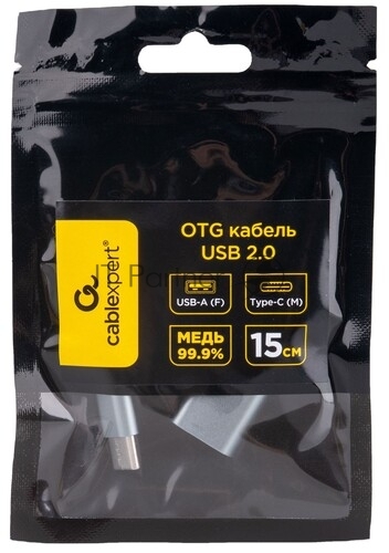 Переходник Cablexpert Переходник USB OTG, USB Type-C/USB 2.0F, пакет (A-OTG-CMAF2-01)