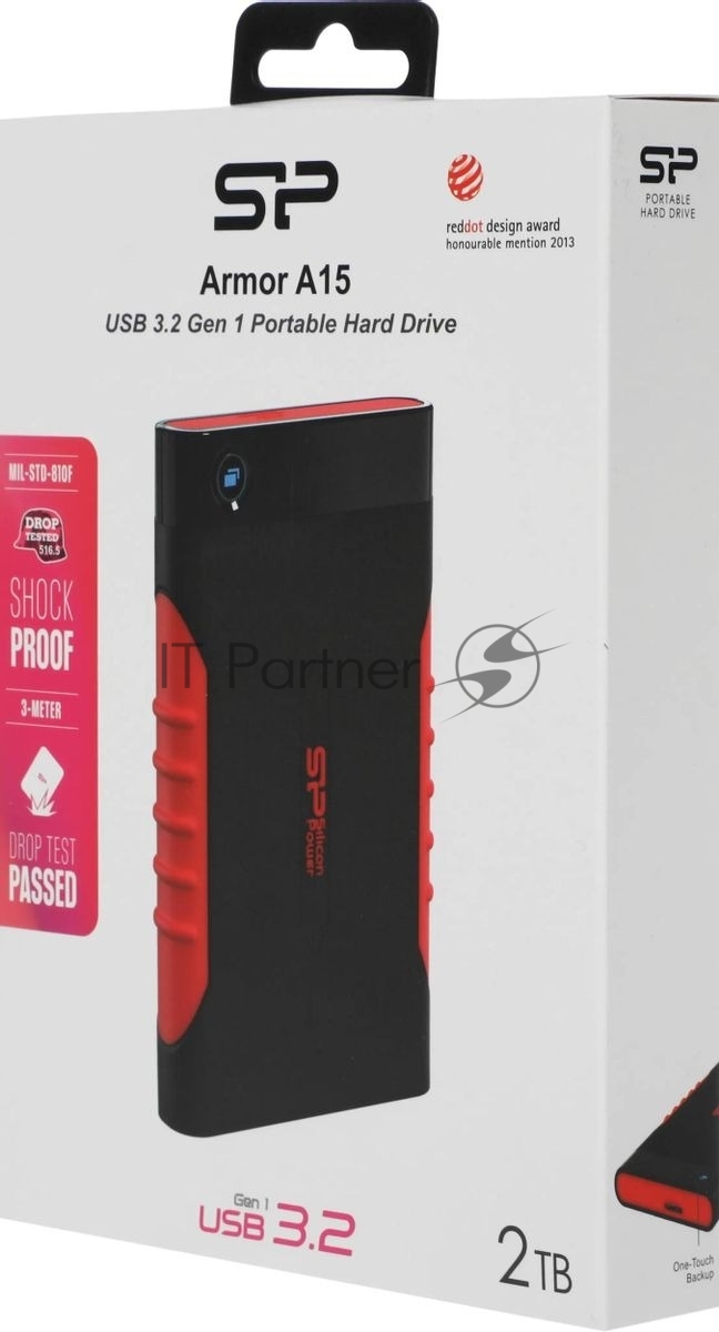 Внешний HDD 2.5" Silicon Power Armor A15, 2TB, USB 3.2 Gen 1 Type-A, 5400 rpm, черно-красный