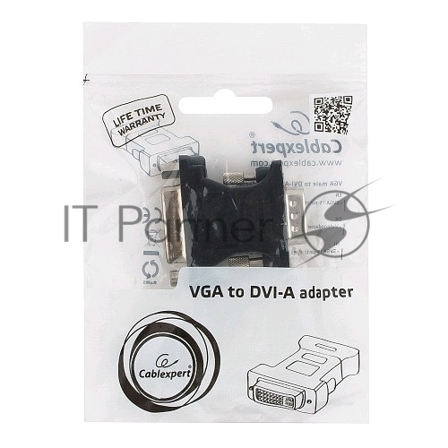 Переходник Cablexpert VGA-DVI, 15M/25F, черный, пакет (A-VGAM-DVIF-01)