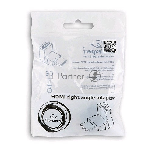 Переходник HDMI-HDMI Cablexpert A-HDMI270-FML, 19F/19M, угловой соединитель 270 градусов, золотые разъемы, пакет