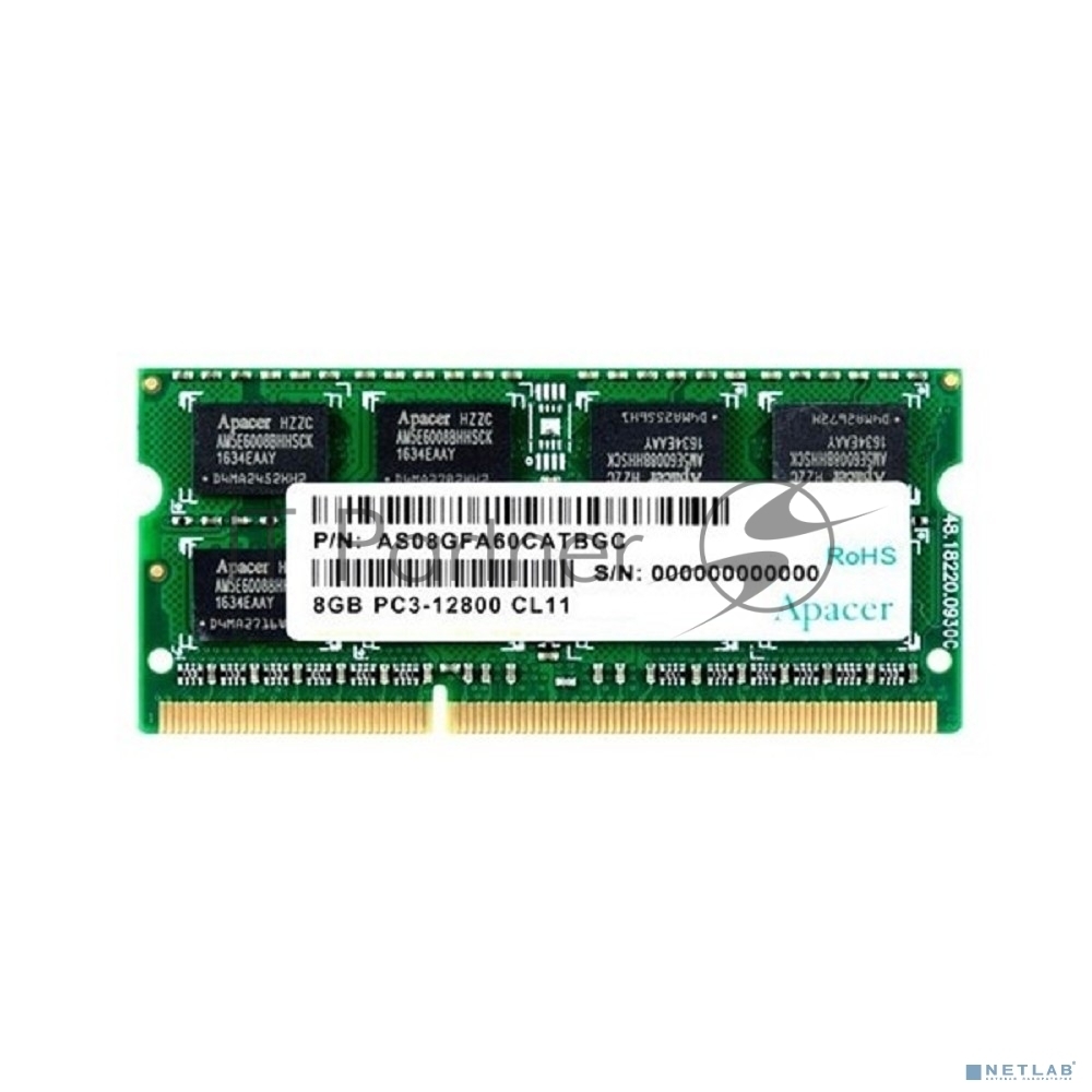Оперативная память Apacer, DDR3, 8GB (1x8GB), 1600MHz, CL11, SO-DIMM
