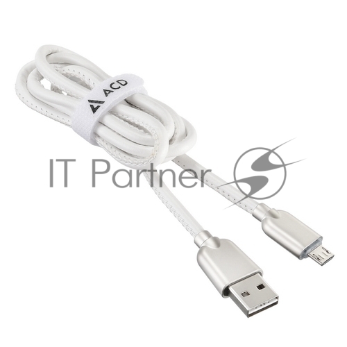 Кабель USB ACD-Allure MicroUSB - USB-A Кожа, 1м, белый