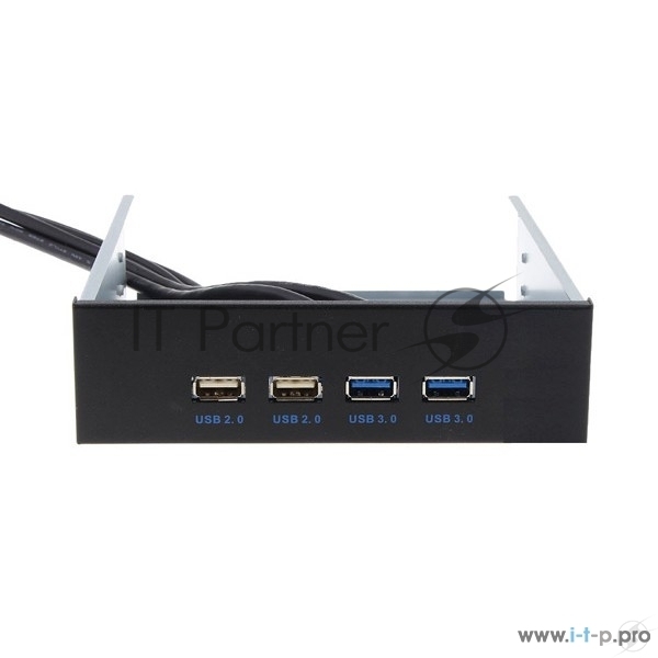 Планка USB на переднюю панель ExeGate U5H-614, 5.25", 2хUSB+2хUSB 3.0, черная, подсоед-е к мат.плате