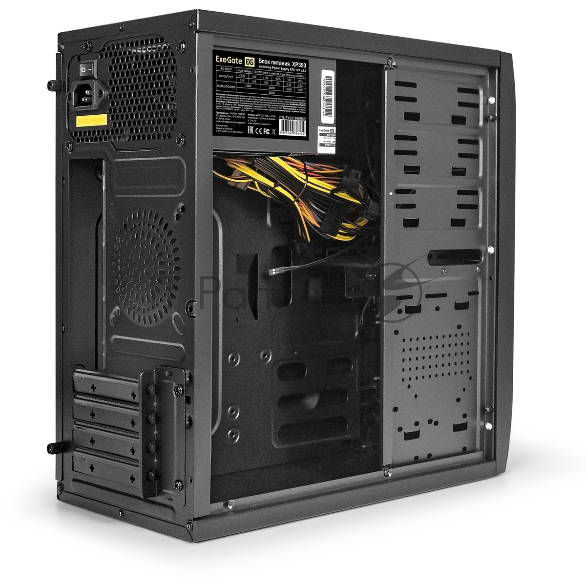 Компьютерный корпус Minitower ExeGate EX272749RUS QA-412U Black, mATX, (без БП), 2хUSB+2хUSB 3.0, Audio