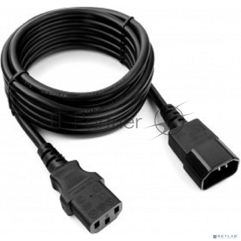 Кабель питания сист.блок-монитор Cablexpert PC-189-1-3M, 3м, C13-C14, 3x1кв.мм., черный, с заземлением