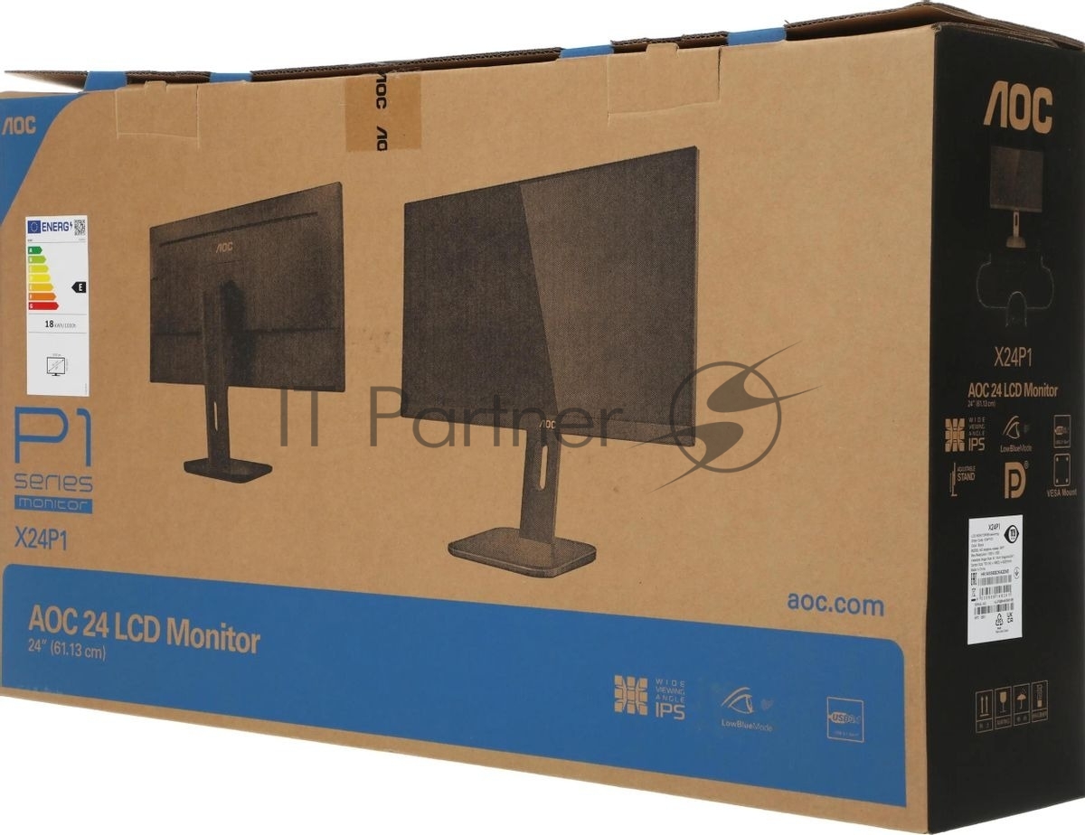 Монитор 24" AOC X24P1 IPS 1920x1200, 60 Гц, 4 мс, 16:10, 300 кд/м2, 1xHDMI, 1xDP, 1xVGA, 1xDVI, 1x3.5 мм, черный