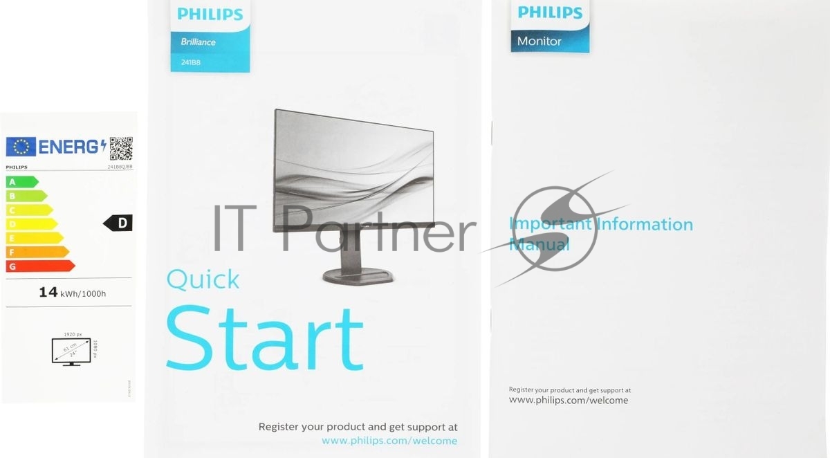 Монитор 23.8" Philips 241B8QJEB (00/01) IPS 1920x1080, 75 Гц, 5 мс, 16:9, 250 кд/м2, 1xHDMI, 1xDP, 1xDVI, 1xVGA, 4xUSB, 1x3.5 мм, черный