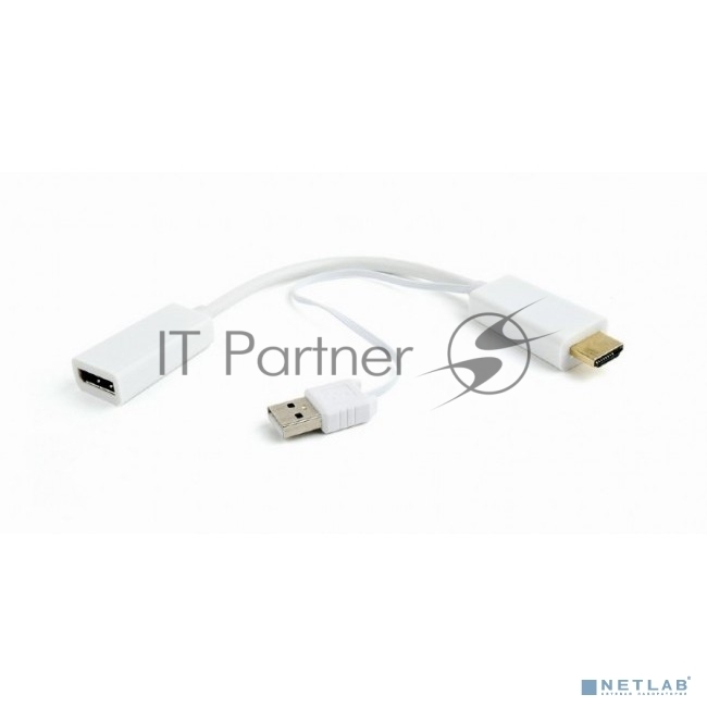 Конвертер HDMI->DisplayPort, Cablexpert DSC-HDMI-DP-W, HD19M+USBxHD20F, белый